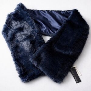 Banana Republic Navy Faux Fur Stole/Wrap/Scarf Edgy Glam NWT